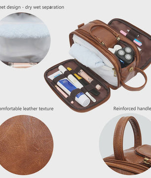 Waterdichte Reis Toilettas Heren - Ruime Wash Bag met Make-up Organizer en Nat/Droog Vak