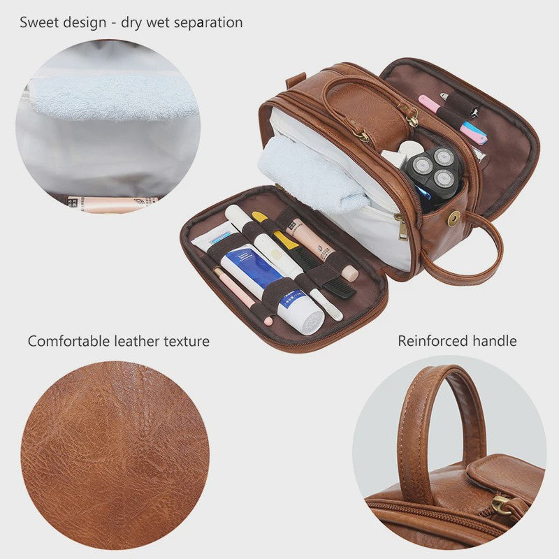 Waterdichte Reis Toilettas Heren - Ruime Wash Bag met Make-up Organizer en Nat/Droog Vak