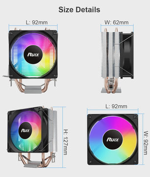 Ruix X2000 CPU Cooler: Stille Koeling met Rainbow RGB Ventilator & 2 Heatpipes