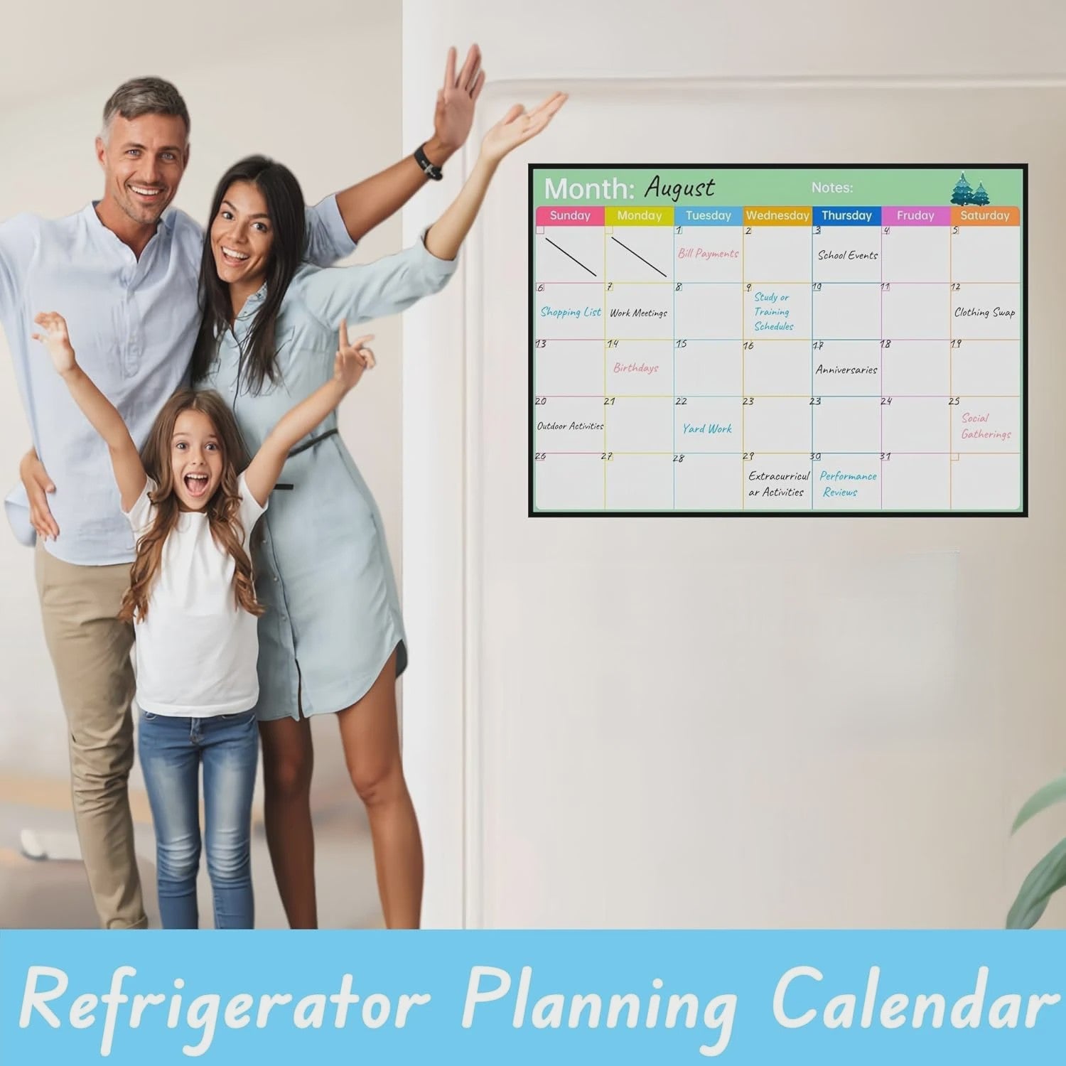 Magnetische Whiteboard Kalender voor Koelkast - Groot 17x12 inch Maandplanner
