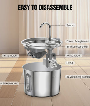RVS Katten Drinkfontein 2.2L - Vaatwasserbestendig & Stille Pomp