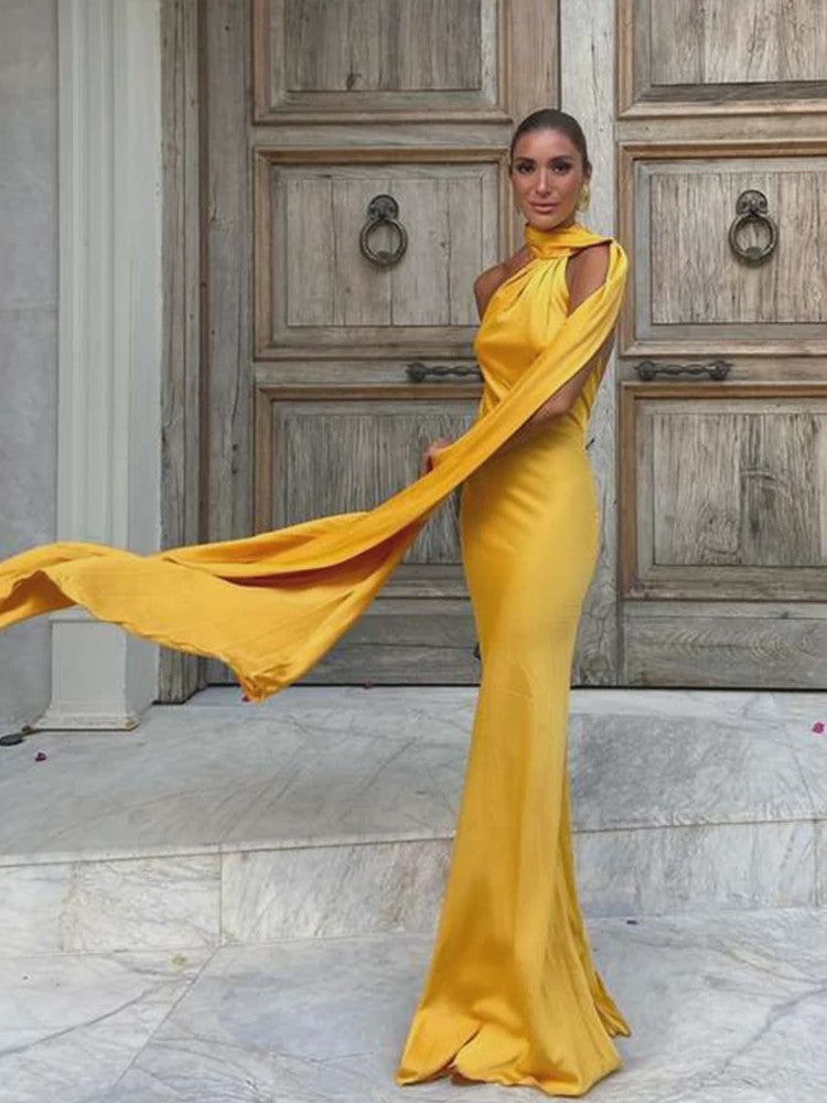Elegante Satin Halter Jurk - Zomer Feestjurk Zonder Mouwen met Open Rug