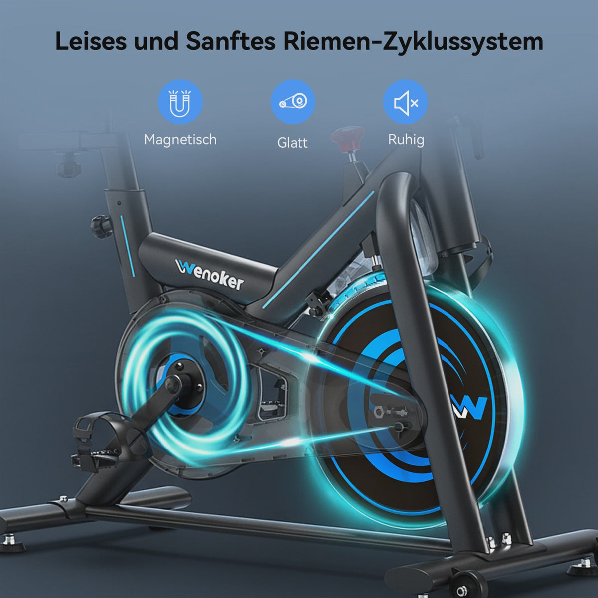 Wenoker Hometrainer Fiets met App - Stille Ergometer Spinning Bike voor Thuis (max 160kg)
