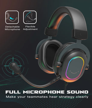 FIFINE H6 Gaming Headset: Virtueel 7.1 Surround Sound, RGB, USB, Microfoon & EQ Modes