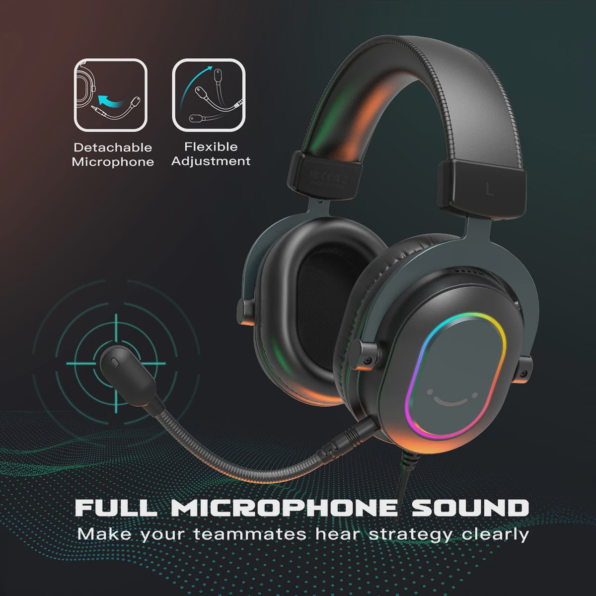 FIFINE H6 Gaming Headset: Virtueel 7.1 Surround Sound, RGB, USB, Microfoon & EQ Modes
