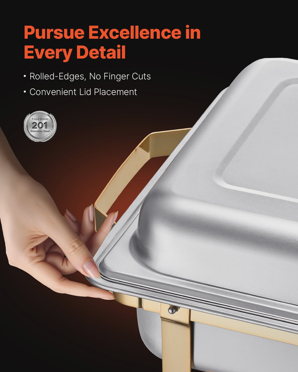 Set van 4 RVS Chafing Dishes (8 Qt) - Professionele Buffetwarmer voor Catering & Feesten