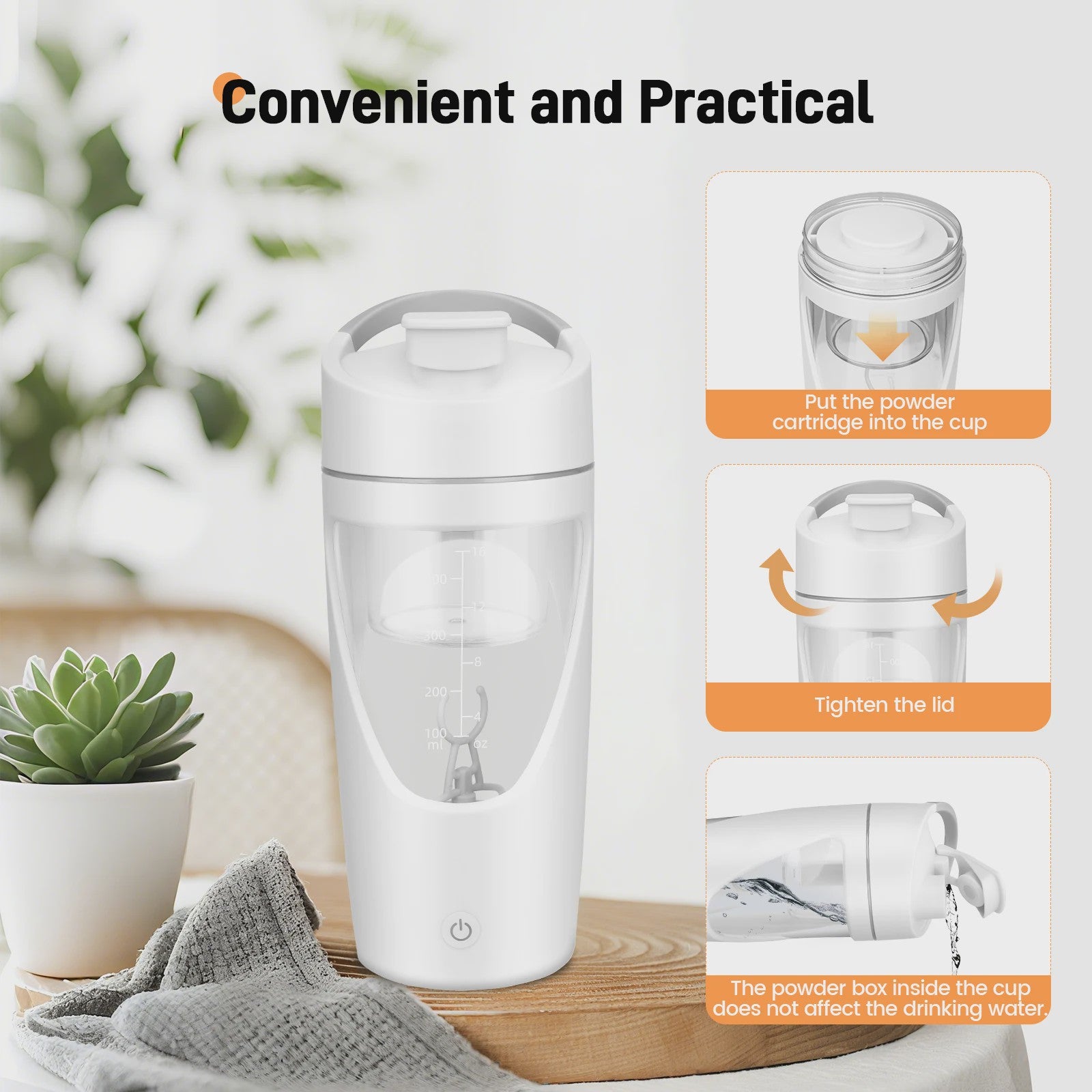 Elektrische Shaker Fles 700ml - USB-C Oplaadbaar, BPA-Vrij & Draagbaar voor Proteïne Shakes