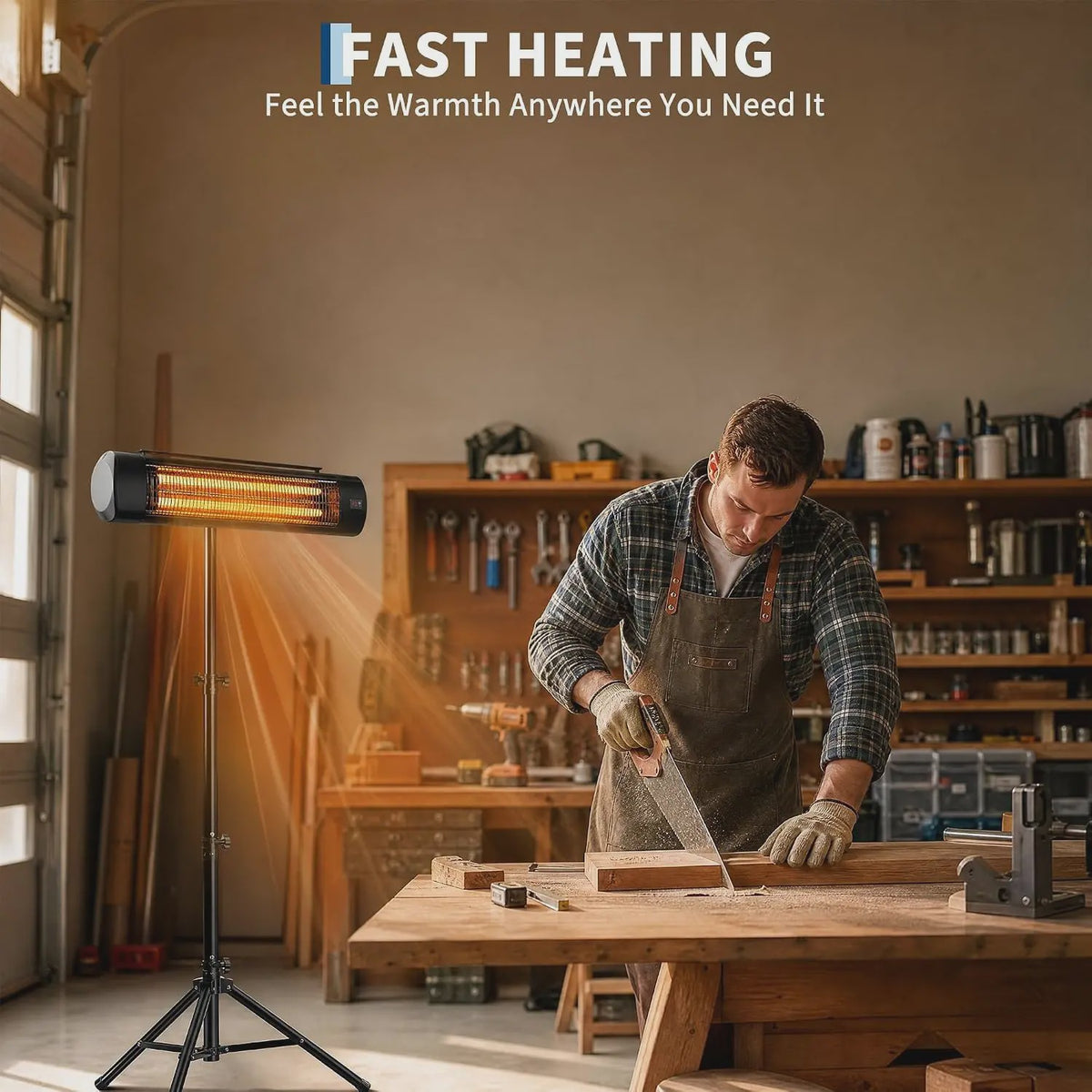 2000W Carbon Fiber Terrasverwarmer - Waterdicht (IP65), Wandmontage & Staand, Afstandsbediening