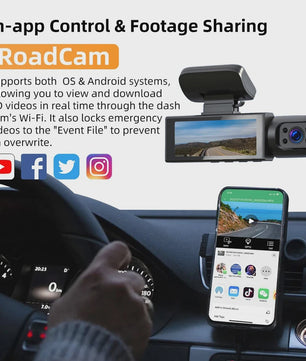 1080P Dual Dashcam: Voor en Binnen, Nachtzicht & WiFi