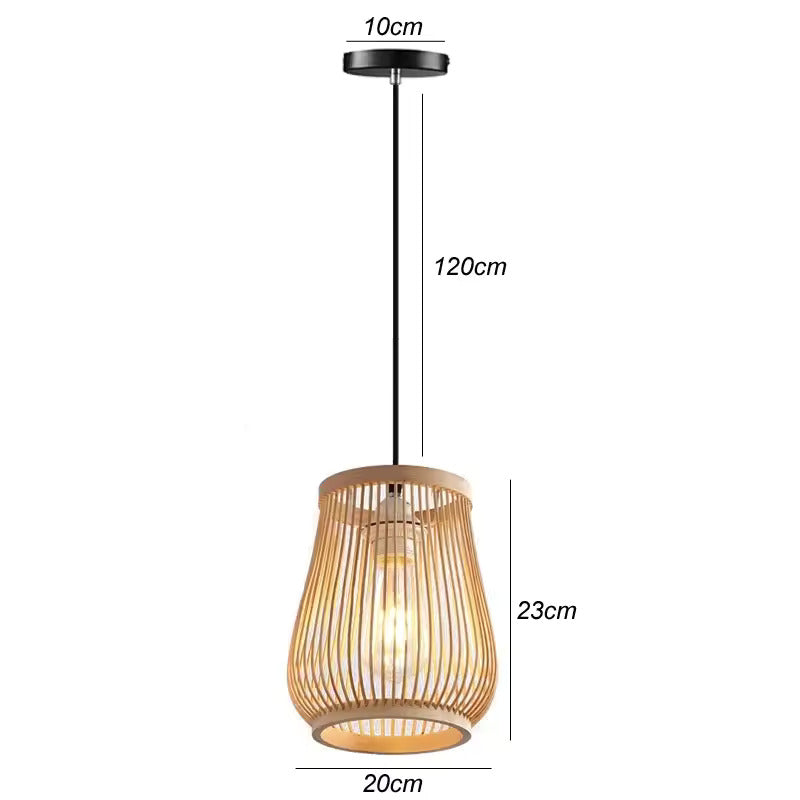 Rotan Hanglamp van Handgemaakt Bamboe – Natuurlijke Plafondlamp met E27 Fitting – Boho & Japandi Design – Voor Woonkamer, Eetkamer & Slaapkamer