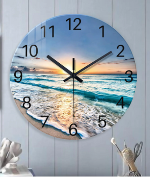 Moderne Marmerlook Wandklok van Gehard Glas – Stille Quartz Klok voor Woonkamer