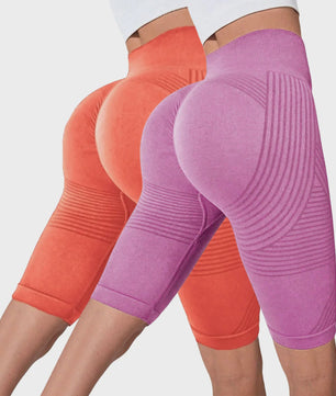 2-Pack Seamless High-Waisted Yoga Shorts met Push-Up Effect - Perfect voor Fitness & Training
