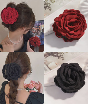 Bloem Haarclip Dames - Katoen Stof Rozen Klip - Medium Maat - Koreaanse Stijl Haarsieraad