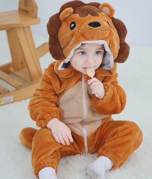 Baby Romper Dierenkostuum Kigurumi - Zacht Flanellen Jumpsuit voor Jongens & Meisjes