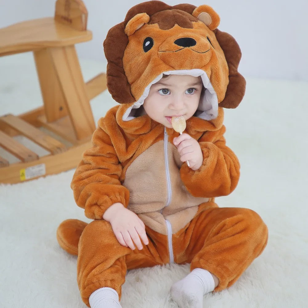 Baby Romper Dierenkostuum Kigurumi - Zacht Flanellen Jumpsuit voor Jongens & Meisjes