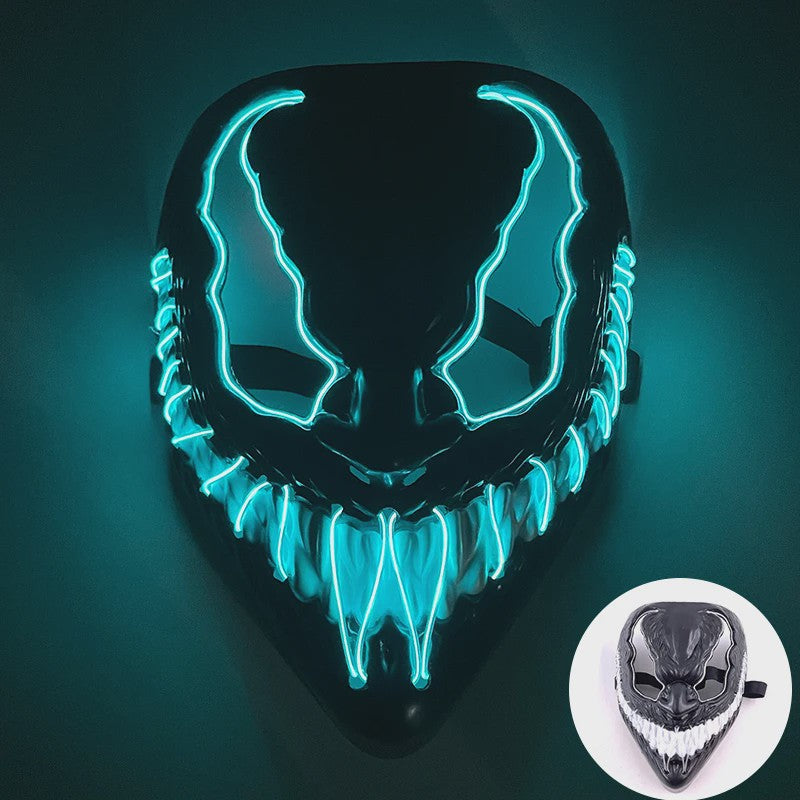Verlicht LED Neon Purge Masker met Fiber Optic Handschoenen - Halloween & Feest