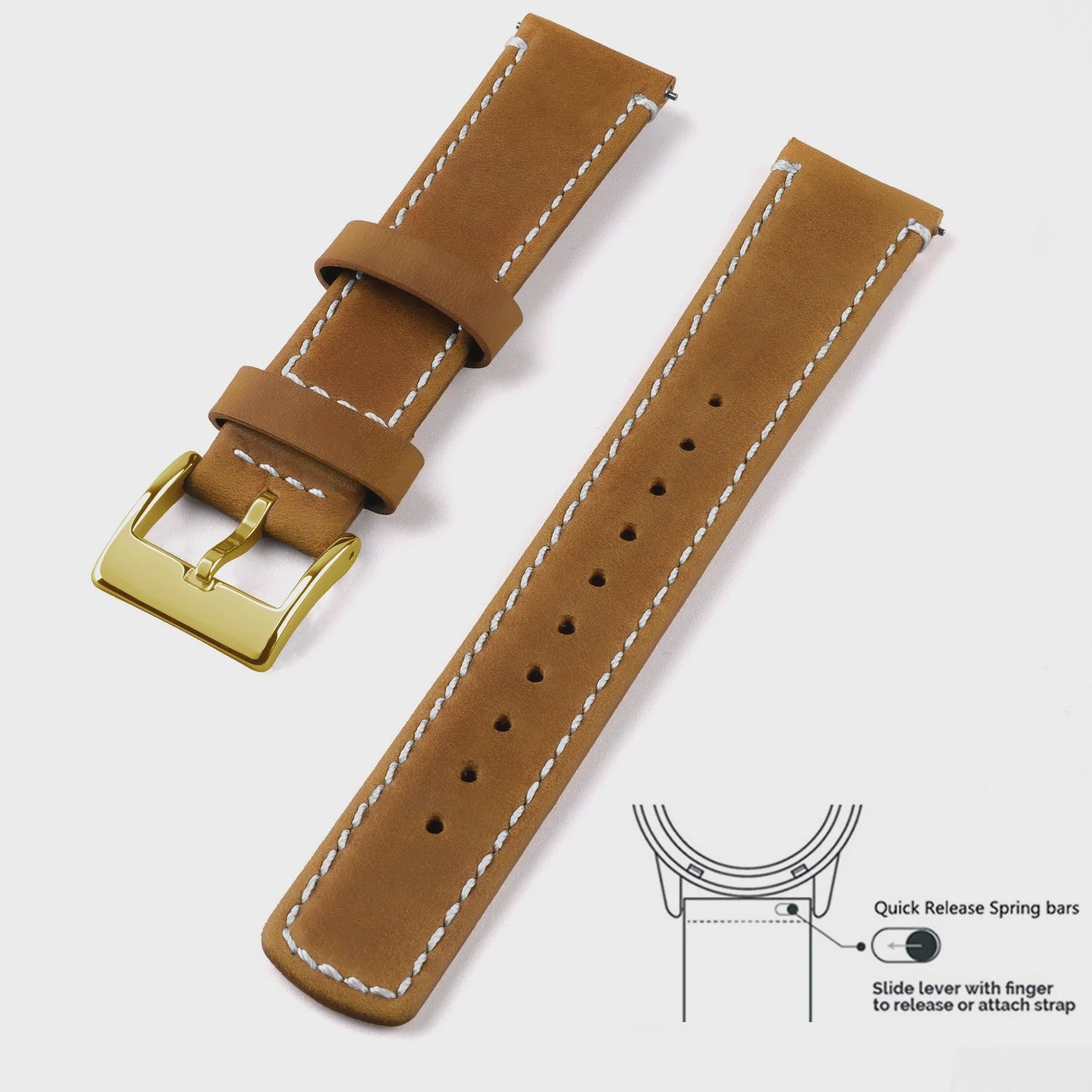 Top Grain Echt Lederen Horlogeband - 20mm/22mm Quick Release - Voor Heren, Dames & Samsung Galaxy Watch