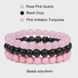 Set van 3 Natuursteen Armbanden: Rozenkwarts, Obsidiaan & Tijgeroog