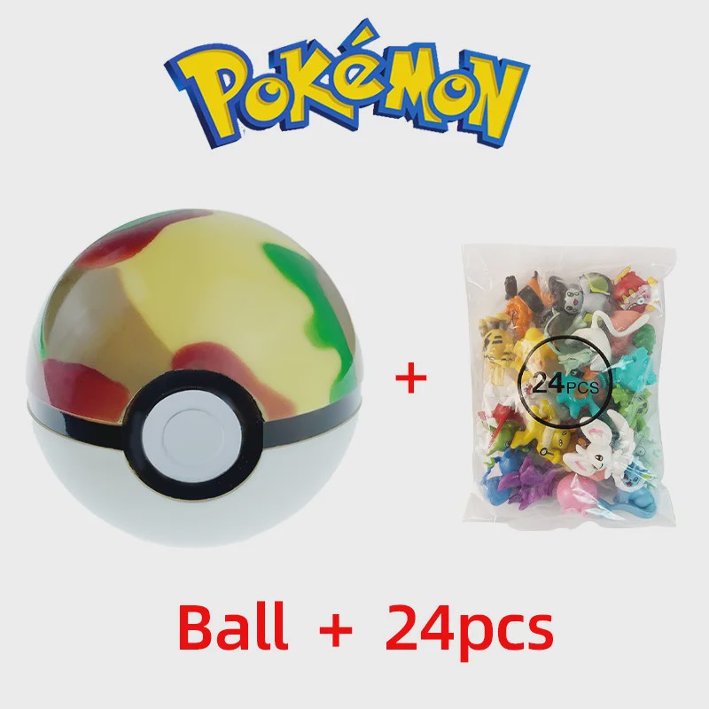 Set van 24 Pokemon Figuren - Diverse Stijlen, 2-3cm - Pikachu, Pokeball & Meer - Leuk Cadeau