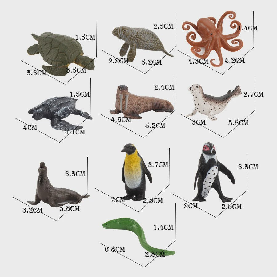 Plastic Dieren Speelgoed Collectie: Zee, Land & Insecten Miniatuur Set voor Kinderen