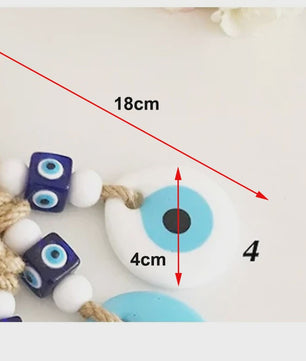 Blauw Turks Oog Hanger met Touw - Decoratie voor Auto, Muur & Huis