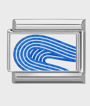 Modulaire RVS Bedel Links - Italiaanse Charm Collectie - Blue Series