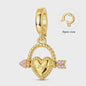 925 Sterling Zilveren Bedel: Gouden Strik met Roze Hart & Kruis met Oog van Horus