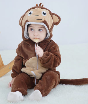 Baby Romper Dierenkostuum Kigurumi - Zacht Flanellen Jumpsuit voor Jongens & Meisjes