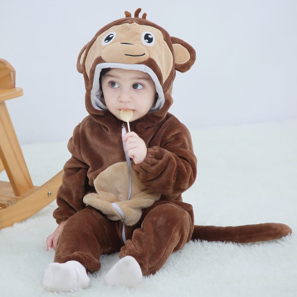 Baby Romper Dierenkostuum Kigurumi - Zacht Flanellen Jumpsuit voor Jongens & Meisjes
