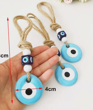 Blauw Turks Oog Hanger met Touw - Decoratie voor Auto, Muur & Huis