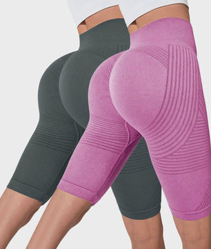 2-Pack Seamless High-Waisted Yoga Shorts met Push-Up Effect - Perfect voor Fitness & Training
