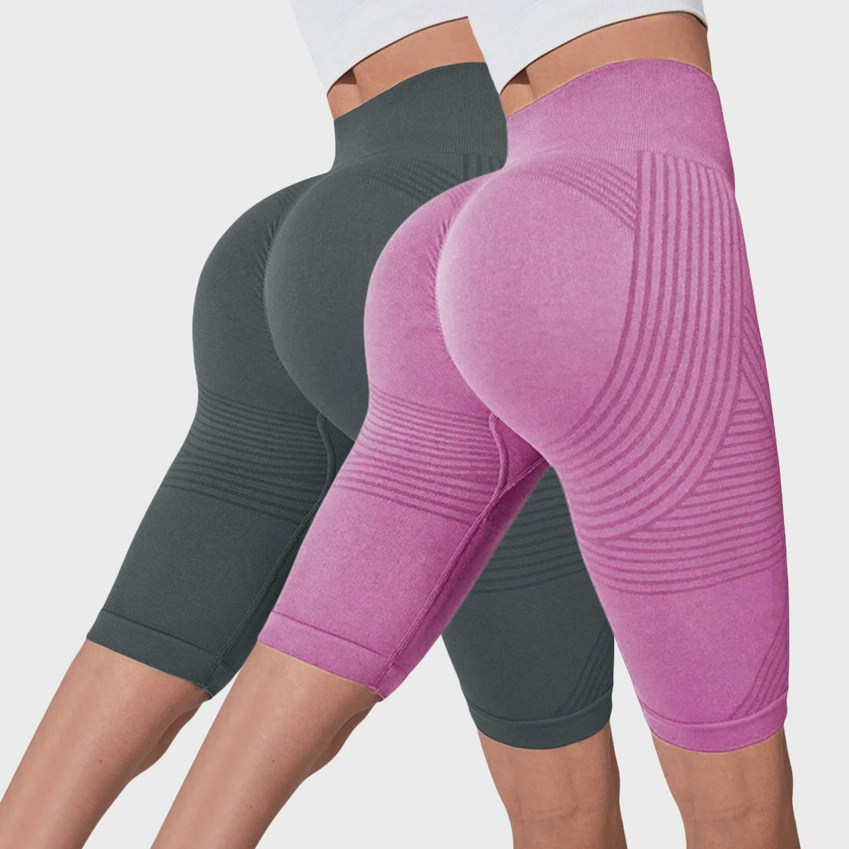 2-Pack Seamless High-Waisted Yoga Shorts met Push-Up Effect - Perfect voor Fitness & Training