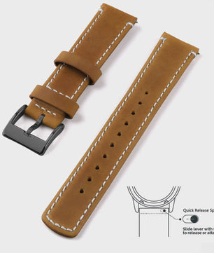 Top Grain Echt Lederen Horlogeband - 20mm/22mm Quick Release - Voor Heren, Dames & Samsung Galaxy Watch
