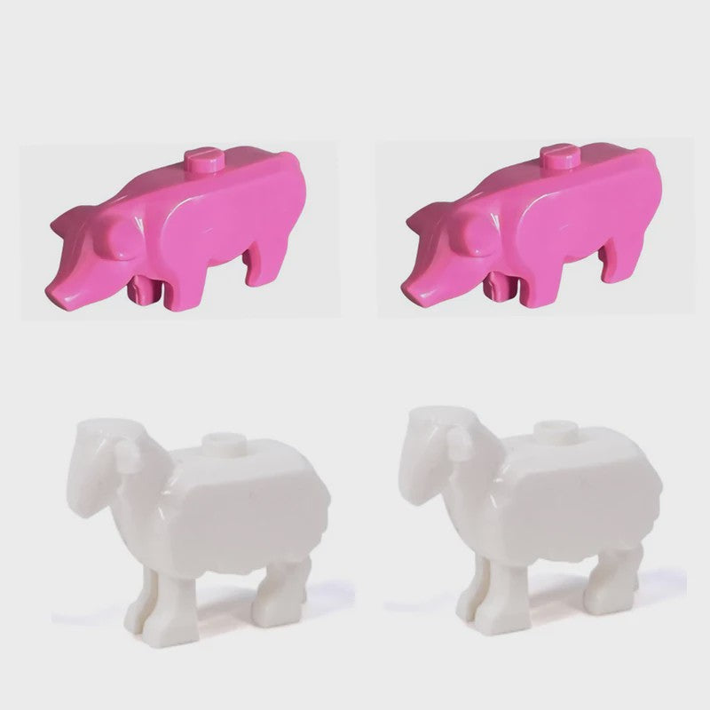 Bouwstenen Dierenpark Scene - Katten, Honden, Vogels, Varkens & Meer - DIY Speelgoed Bakstenen