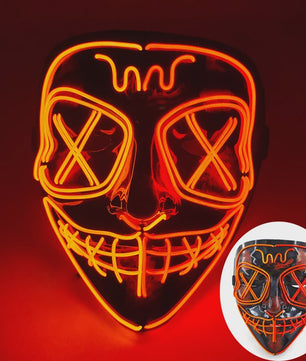 Verlicht LED Neon Purge Masker met Fiber Optic Handschoenen - Halloween & Feest
