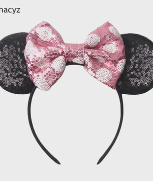 Chique Sequin Mickey Oortjes Diadeem met Strik - Feestelijk Haaraccessoire voor Kinderen & Dames