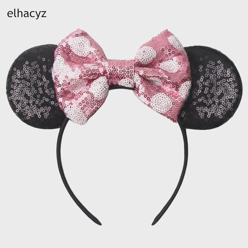 Chique Sequin Mickey Oortjes Diadeem met Strik - Feestelijk Haaraccessoire voor Kinderen & Dames