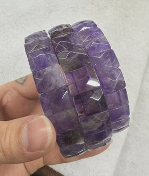 Natuurlijke Edelsteen Armband - Fluoriet & Citrien Vierkante Kralen