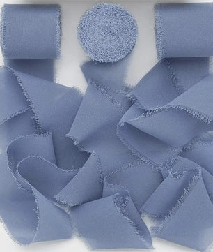 Handgemaakte Satijn Chiffon Lint Set - 3 Rollen van 5m met Rafeleffect voor Bruiloft, Cadeau & DIY Decoratie