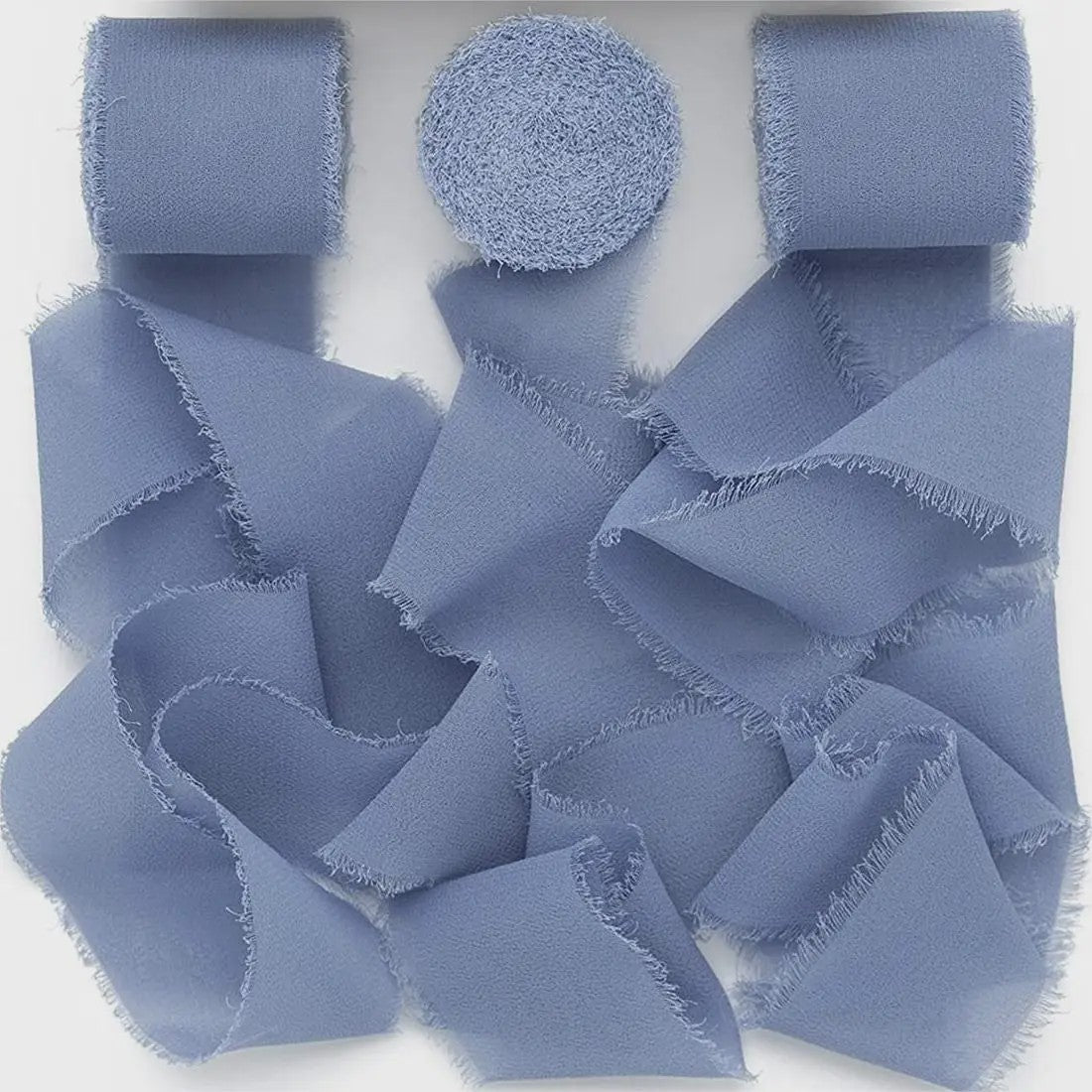 Handgemaakte Satijn Chiffon Lint Set - 3 Rollen van 5m met Rafeleffect voor Bruiloft, Cadeau & DIY Decoratie