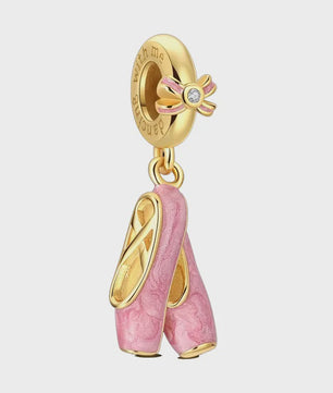 925 Sterling Zilveren Bedel: Gouden Strik met Roze Hart & Kruis met Oog van Horus