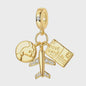 925 Sterling Zilveren Bedel: Gouden Strik met Roze Hart & Kruis met Oog van Horus