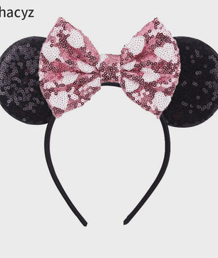 Chique Sequin Mickey Oortjes Diadeem met Strik - Feestelijk Haaraccessoire voor Kinderen & Dames