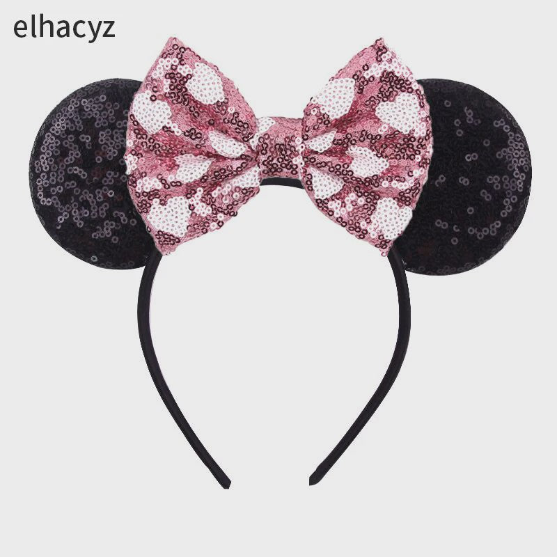 Chique Sequin Mickey Oortjes Diadeem met Strik - Feestelijk Haaraccessoire voor Kinderen & Dames