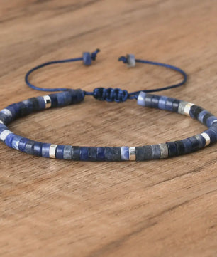 Natuurlijke Blauwe Emperor Steen Kralen Armband - Verstelbaar & Uniek