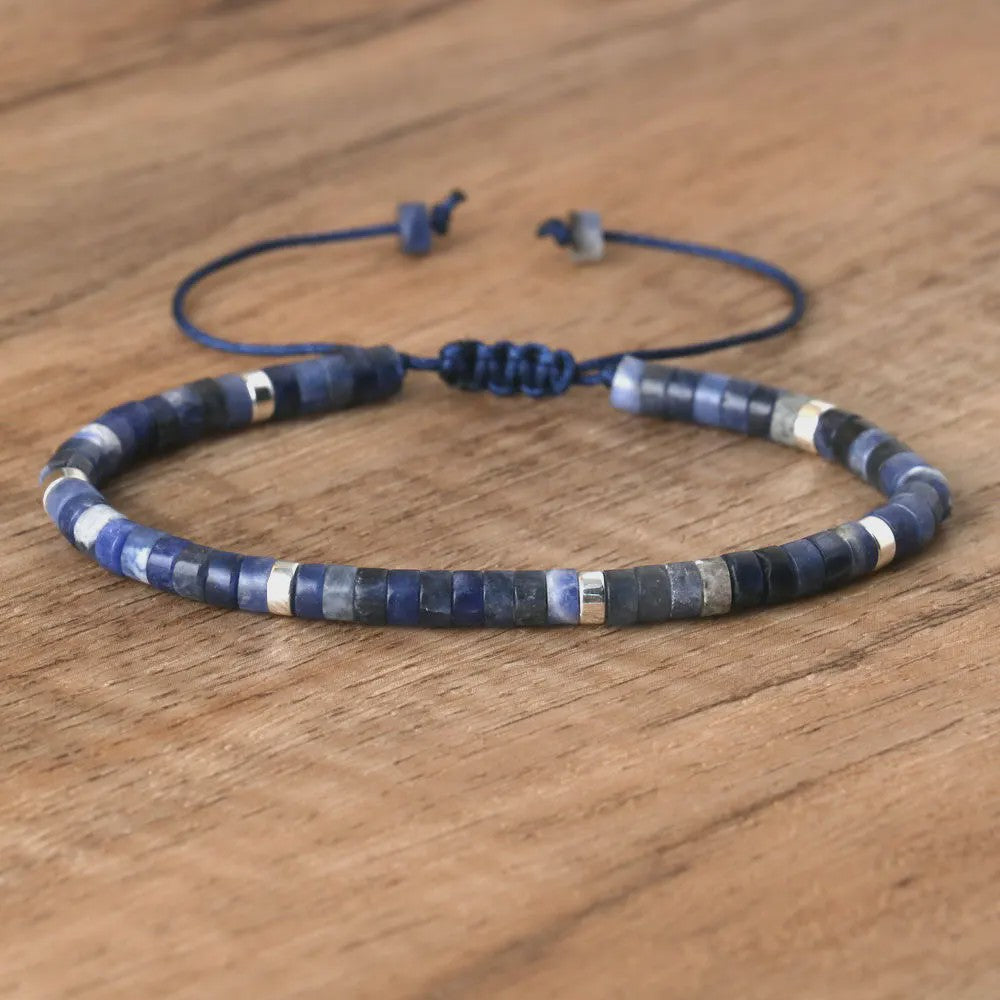 Natuurlijke Blauwe Emperor Steen Kralen Armband - Verstelbaar & Uniek