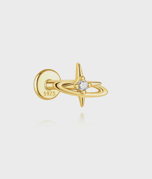 925 Sterling Zilveren Kolibrie Oorbellen Dames - 18K Goudkleurig Platte Achterkant Studs