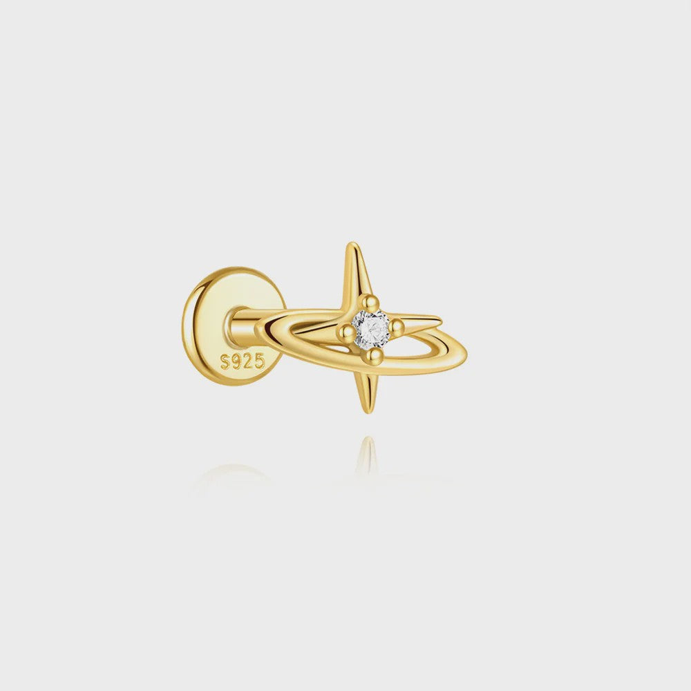 925 Sterling Zilveren Kolibrie Oorbellen Dames - 18K Goudkleurig Platte Achterkant Studs