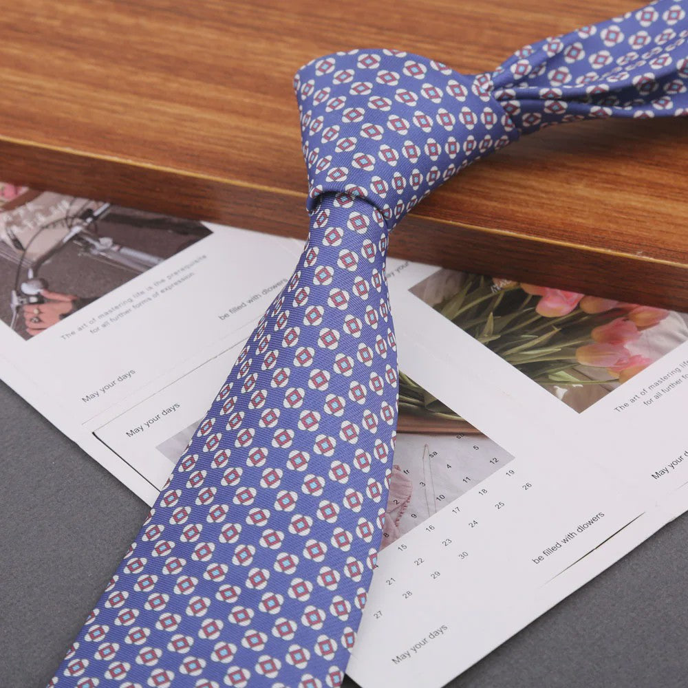 Klassieke Heren Strikdas - Imitatie Zijde met Polka Dot & Bloemendessin