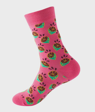 Unisex Katoenen Sokken met Vrolijke Fruit, Dieren & Kunst Prints - Hip Hop & Skateboard Stijl